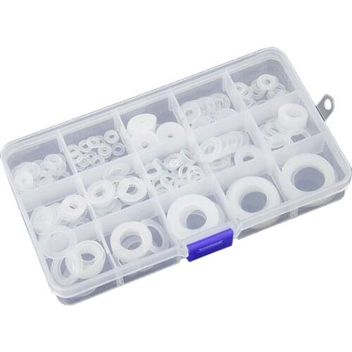 250Pcs Nylon Washer Round Washer Gasket with Storage Box Assortment Box