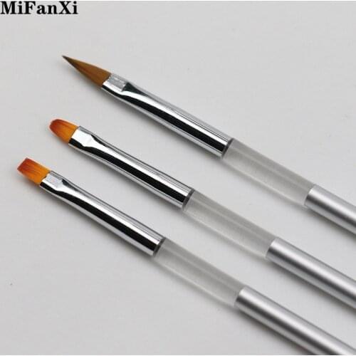 3Pcs/set Metal Handle Nail Art Painting Drawing UV Gel Extension Brush Manicure French Tips Round Flat Head Set Pen
