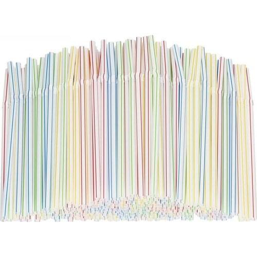300pcs Disposable Plastic Straws Bendable 21cm Cola Beverage Drinking Straw Sip Tube For bar pub party Beverage Store