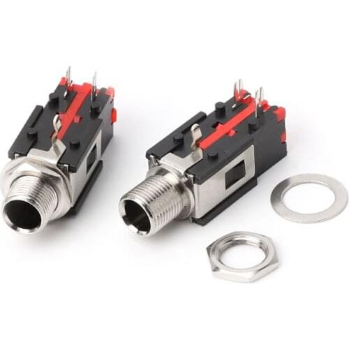 5PCS 6.35mm 1/4 2Pin Female Stereo Phone Jack Headphone Socket Connector QXNF