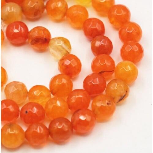 6 8 10 12mm Faceted Onyx Agates Loose Bead Natural Stone Carnelian Round Accessories Crafts Beads for Jewelry Making 15inch A360