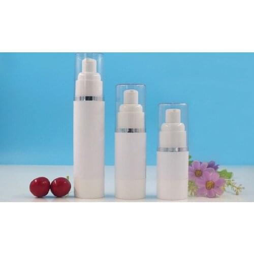 30ML white plastic airless bottle silver line lotion/emulsion/eye serum/liquid foundation/whitening essence/sunscreen packing