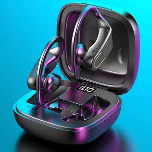 B20 Wireless Bluetooth Earphones Ear Hook 8D Stereo Surround Headset LED Digital Display Mini Sports Headphones for Mobile Phone