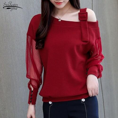 Blusas Mujer De Moda 2021 Sexy Off Shoulder Top Long Sleeve Women Shirts Casual Fashion Solid Womens Tops and Blouses 1224