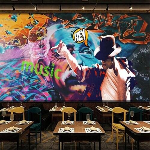 Milofi large wallpaper mural Nordic hand-painted Jackson graffiti background wall