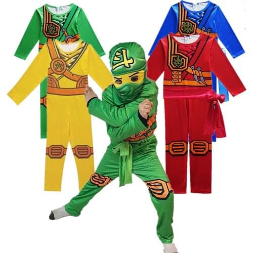 Child Anime Fancy Party Dress Up Carnival Halloween Costume for Kids Ninja Cosplay Superhero Jumpsuit