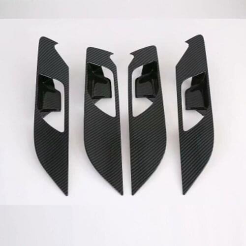 For Hyundai IX25 2020 Car Accessories Carbon Fiber Style Inner Door Handle Cover Catch Bowl Trim Insert Bezel Frame Garnish