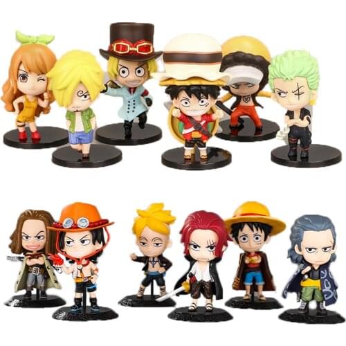 6pcs/set Anime Monkey D Luffy Ace Saab Sauron Mountain Robin Action Figure Collection Doll Toy Cake Car Home Decoration Gift