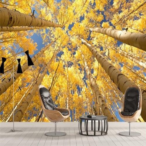 Beibehang Custom Photo Mural Wall Sticker Aesthetic Look Up Trees Forest Trees TV Wall Background Walls papel de parede
