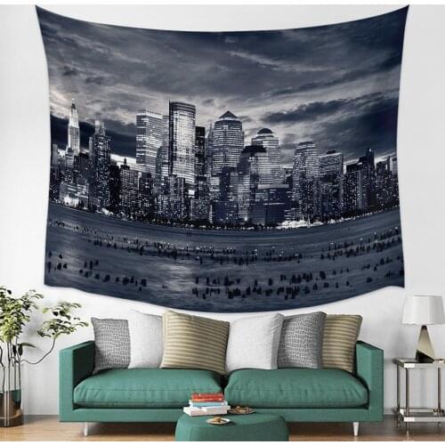 City Cityscape Modern City Night Sci Fi Scenery Wall Tapestry Cover Beach Towel Picnic Yoga Mat Home Decoration