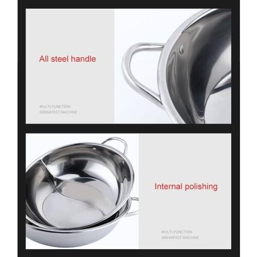 Hot Pot Stainless Steel Divided Extra Smaller Pot 2 Handle Cooking Kitchenware Pot Cooking Supplies 11 12 12.6 13.4 Inch Dropshi