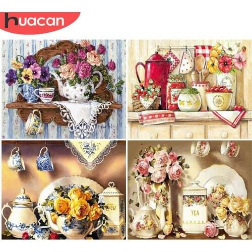 HUACAN Oil Painting By Number Food DIY Pictures By Numbers Cup Kits Drawing On Canvas Hand Painted Paintings Art Home Decor