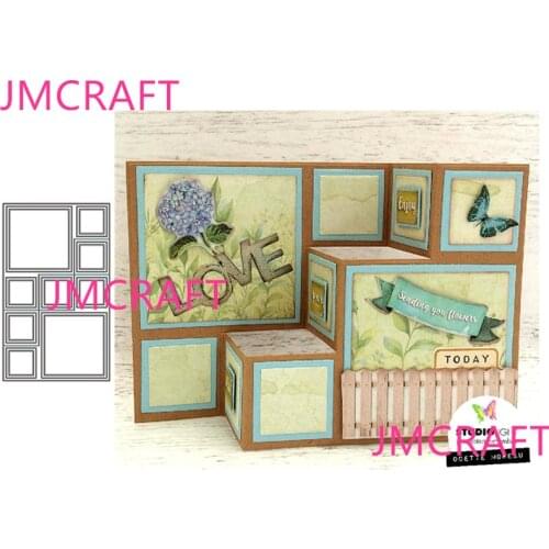 JMCRAFT Square Border Greeting Card #3 Metal Cutting Dies 3D DIY Scrapbook Handmade Paper Craft Metal Steel Template Dies
