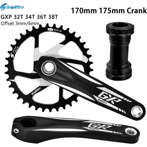 SWTXO MTB Crankset 170mm 175mm Bicycle Crank Chainring 32T 34T 36T 38T Offset 3mm 6mm Bike Crown Compatible For SRAM SHIMANO