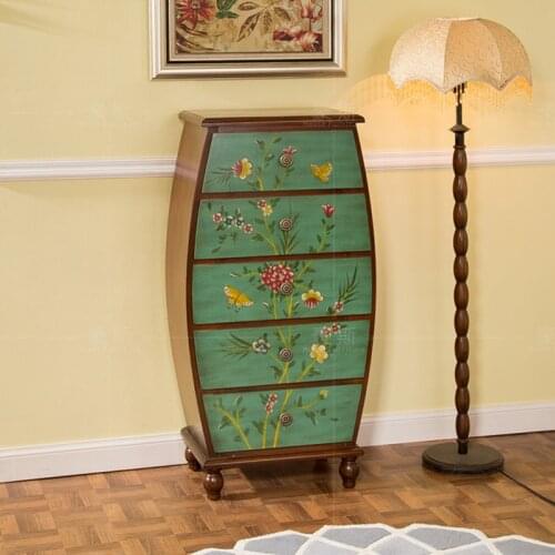 American Style Chest of Drawers Entrance Hallway Cabinet Retro All Hand-painted Retro Vintage Old Storage Cabinets