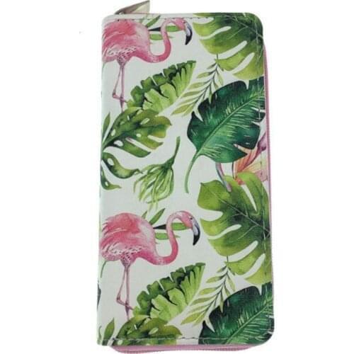 M452 Cartoon Women Long Wallet Cute Flamingo Love Designs PU Leather Card Holder Students Wallet Quality Fabric Wholesale