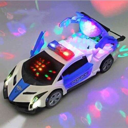 24cm Electric Dancing Deformation Car Boy Toys Rotating Universal Police Car Children Kid Toy Deformation Aircraft Birthday Gift