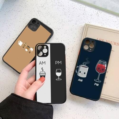 Coffee Wine Cup Phone Case For iphone 12 11 7 8 plus mini x xs xr pro max matte transparent cover