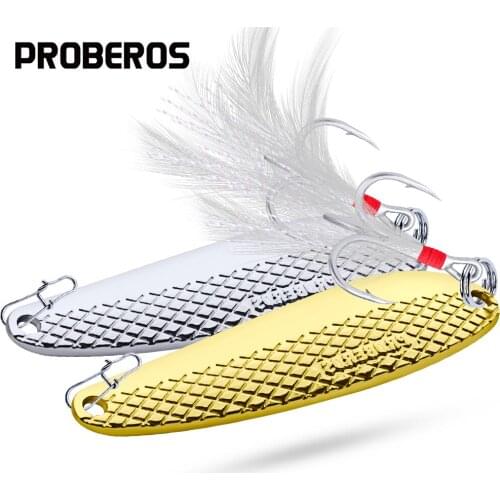1PC Metal Spoon Lure 16g-11g-6g Spinner Bassbaits Silver/Gold Hard Sequins Paillette with Feather Hook Tackle