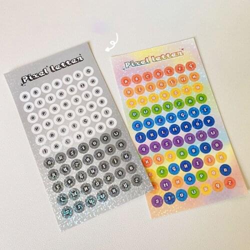Cute Rainbow Pixel Letter Alphabet Stickers Decoration Scrapbooking Diary Album Collage Stick Label Kawaii Stationery