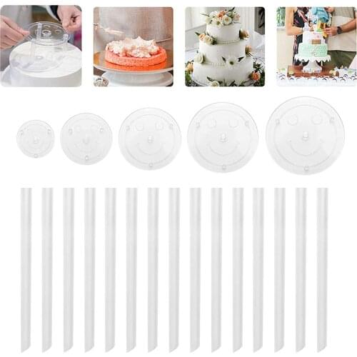 Multi-Layer Cake Support Set with 15 Rods White for Cake Making Construction