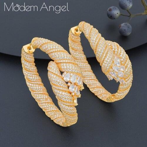 ModemAngel Luxury Bold Statement Hoop Earrings Trendy Charms DUBAI Round Hoop Statement Earring for Women Wedding Jewelry