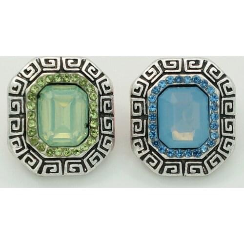 Fashion beauty Square pattern rhinestone 18MM snap buttons fit snap bracelet snap jewelry wholesale PL0056