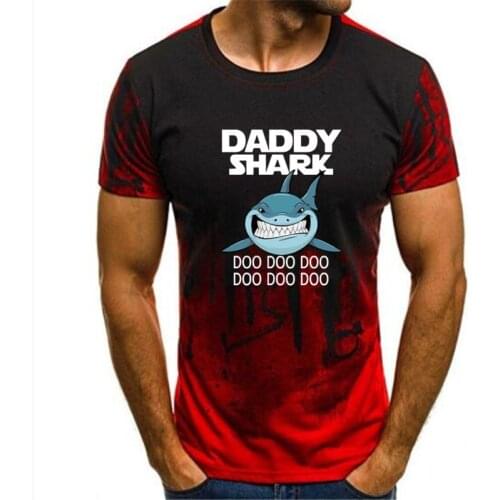 Gradient Daddy Shark Doo Letters Print Men tshirt Casual Funny t shirts For Man Top Tee Hipster Drop Ship