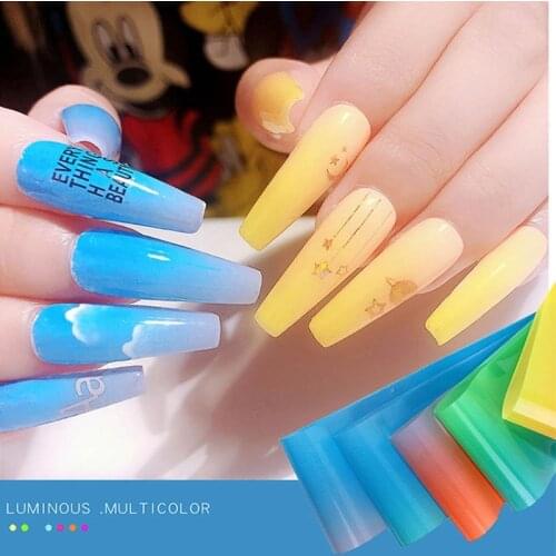 10pcs Nail Foil Set Shining Starry Design Adhesive Wraps Transfer Paper Nail Art Decal DIY Decoration Nail Fluorescent Hot