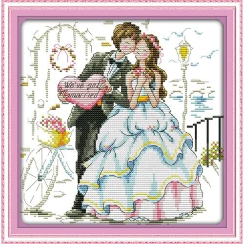 Happy wedding cross stitch kit 14ct 11ct count print canvas stitches embroidery DIY handmade needlework plus