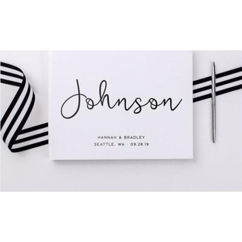 Personalized White Wedding Guest Book With Name&Date,Custom Bride Grooms Surname Wedding Guestbook Alternatives,Album Memoirs