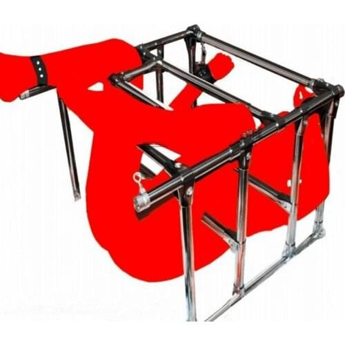 Adult Sex Games Bondage Restraints Stainless Steel Spreader Bar Torture Frame With Leather Handcuffs Ankle Cuffs Slave BDSM toys