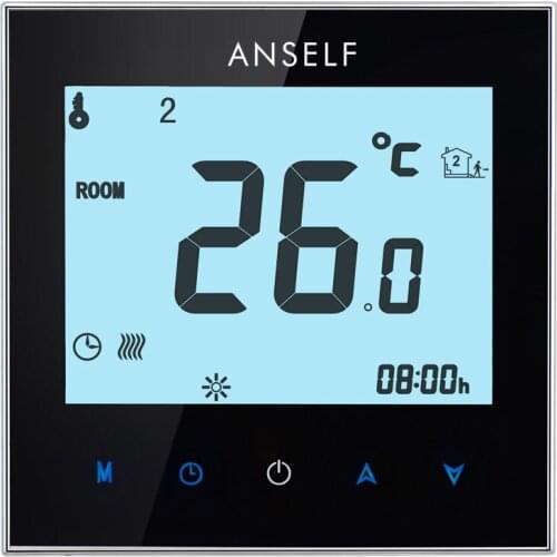 Indoor Temperature Thermostat LCD Display Touch Screen Electric Heating Thermostat Room Temperature Controller 16A 110-230V