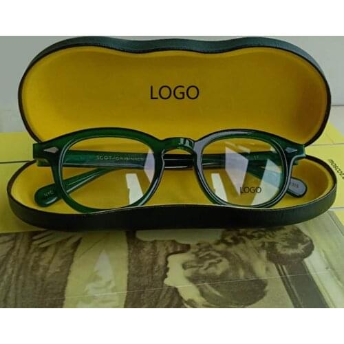 Green Johnny Depp Glasses Men Women Optical Glasses Frame Brand design Computer Transparent Eyeglass Acetate Vintage box Q319