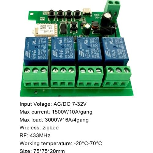 Zigbee WiFi Switch Tuya Smart Life Remote Control Wireless Smart Switch Modul DIY 4 Gang Relay Voice Control with Google Home