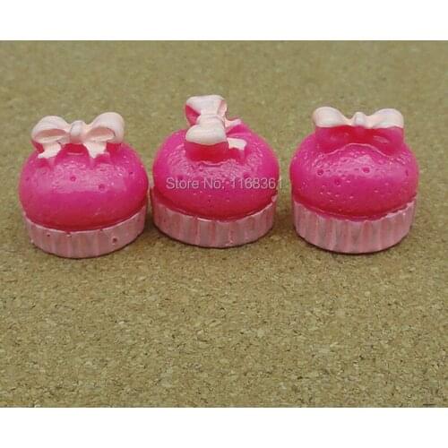 1pcs/lot resin hot pink bow plat cake 15mm Cabochons Scrapbooking Hair Bow Center Card Frame Making Craft DIY B006-1