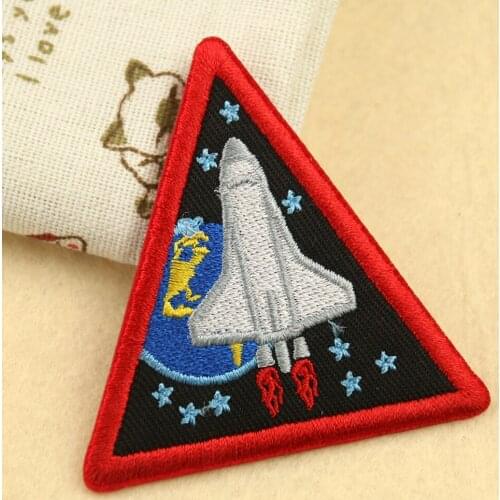 1Pcs Triangle Planet Sewing Embroidery Rocket Aircraft Astronaut Iron on Patches for Clothing Stripes Stickers Badge Appliques