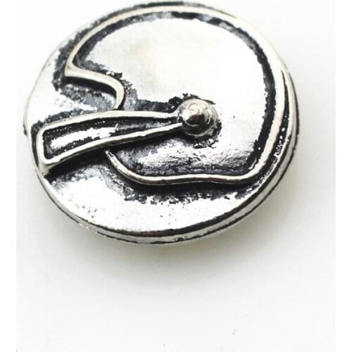 10pcs/lot Antique silver football helmet snap button for 18mm ginger snap bracelet Snaps Jewelry pendant/necklace