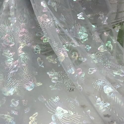 150CM*100CM Soft Tulle Butterfly Printed Mesh Fabric DIY Baby Shower Skirt Princess Dress Christmas Wedding Decoration Organza