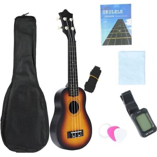21 Inch Beginner Basswood Ukulele with Tuner Pick Strap Strings Rag Children Starter Educational Musical Instruments Padded Bag