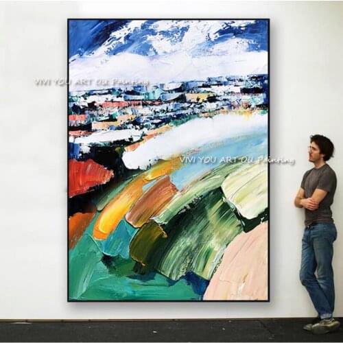 Large Size Hand Painted Thick Knife Ocean Oil Painting Green Canvas Modern Home Decor Wall Art Picture For Living Room Gift