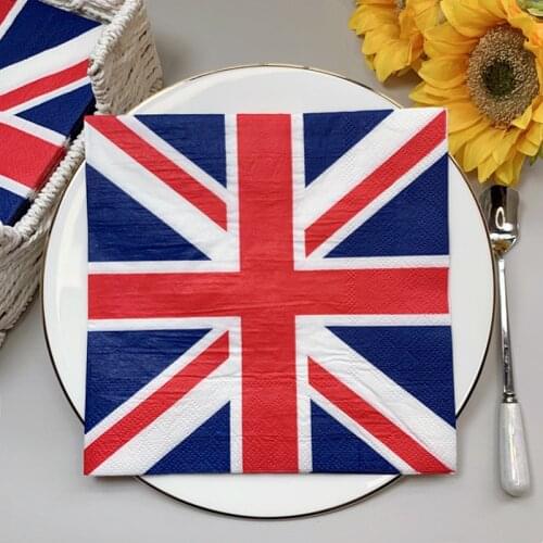 20Pcs/Pack British Flag Table Decoupage Paper Napkins English Style Napkin Paper Tissues for Party Decor Wholesale