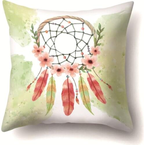 Dreamcatcher Polyester Cushion Cover Fantastic Pattern Decorative Pillowcase Home Decor for Living Room Sofa Couch Bed 45x45cm