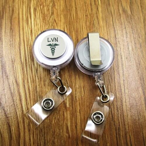 LVN ID Badge Reel for Docter Nurse Teacher Student retractable recoil id badge holder office work fun
