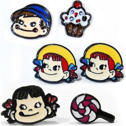 IVYYE Milk Girl lollipop Anime Cartoon Earring Cute Animal Stud Earrings For Women Girls Kids Jewelry XMAS New Gifts