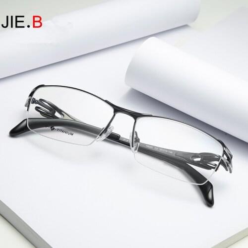 JIE.Bβ Titanium Big Face Fashion Business Glasses Frame Mens Fashion Ultra-Clear Casual Half-Frame Optical Mirror Custom Myopia