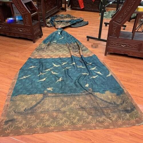 Song Auspicious Crane Painting Vintage Wide Gambiered Guangdong Gauze Classical Chinese Style Mulberry Silk Fabric