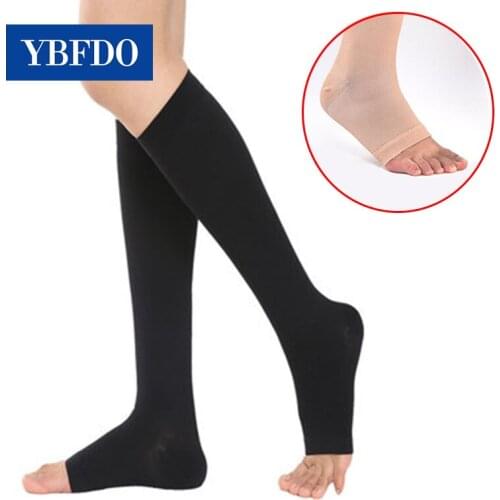 YBFDO Unisex Compression Socks Men Women Varicose Veins Leg Relief Pain Knee Bare Toe Breathable High Socks