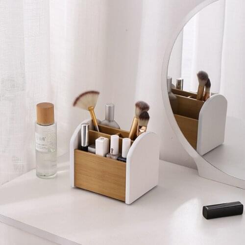 Creative Wooden Storage Box Pen Holder Office Desktop Decoration Cosmetics Jewelry Storage Box Dressing Table Decor Accessories