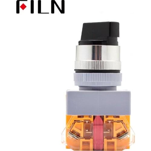 LAY7-20X_31BL 1pcs 22mm Self-lock Selector Switch 2NO 3 Positions Rotary Push Buton 4 screws 10A400V Black
